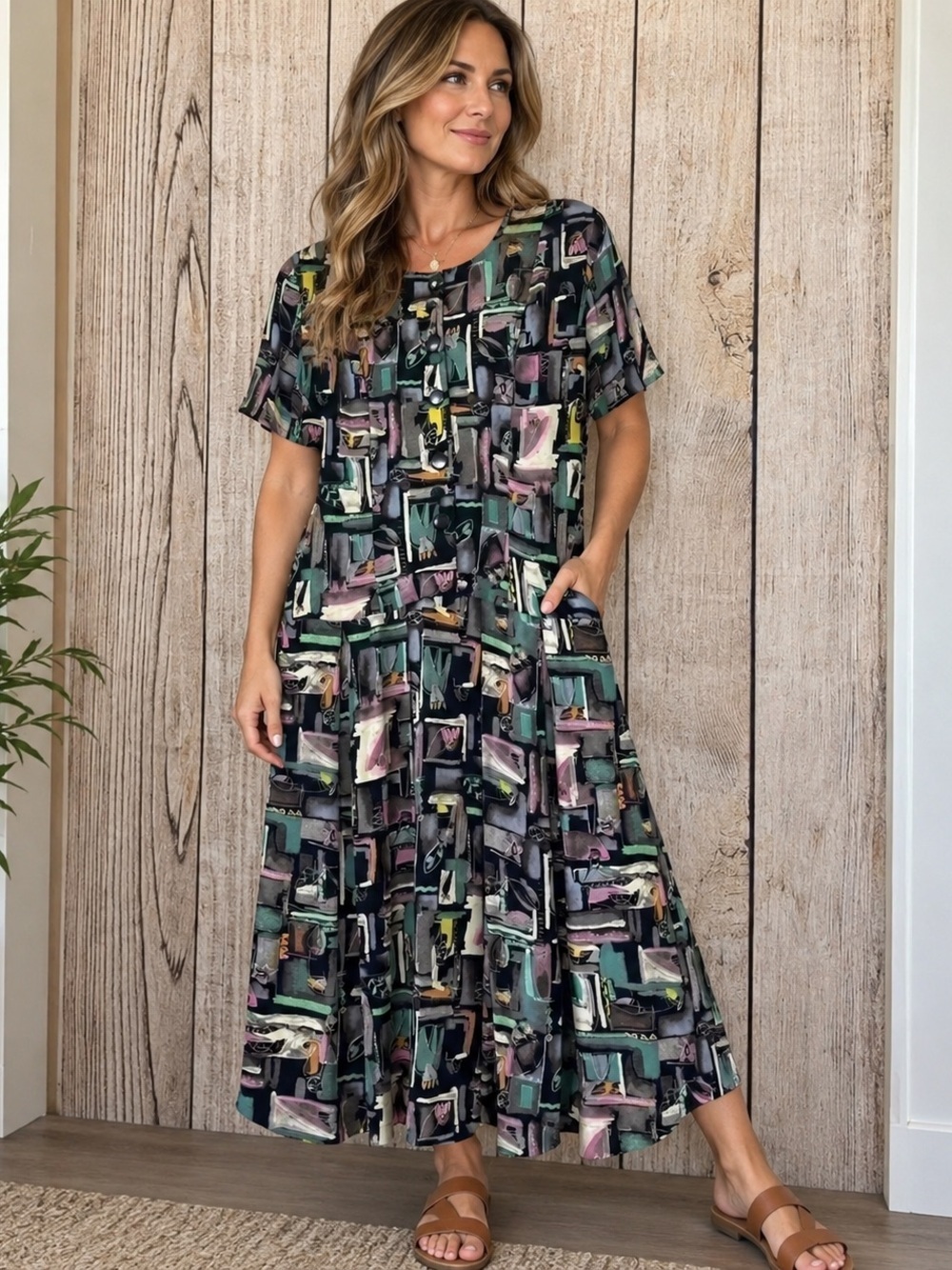 Vintage Carole Little Abstract Print Womens dress size Small to medium?